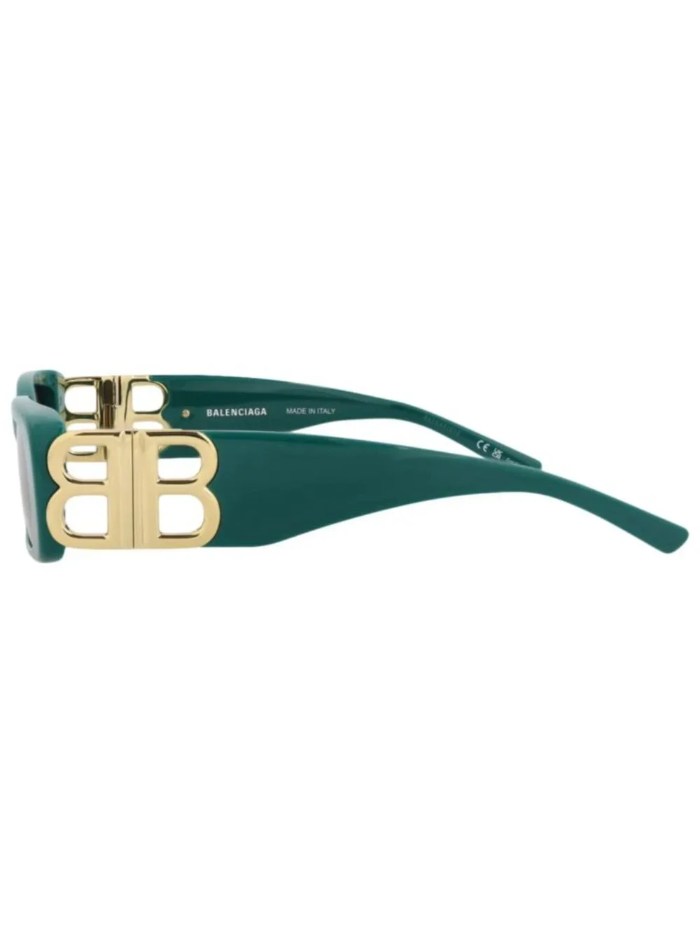 New Balenciaga Women's Sunglasses Square Rectangle Acetate Frame Green Gold Grey